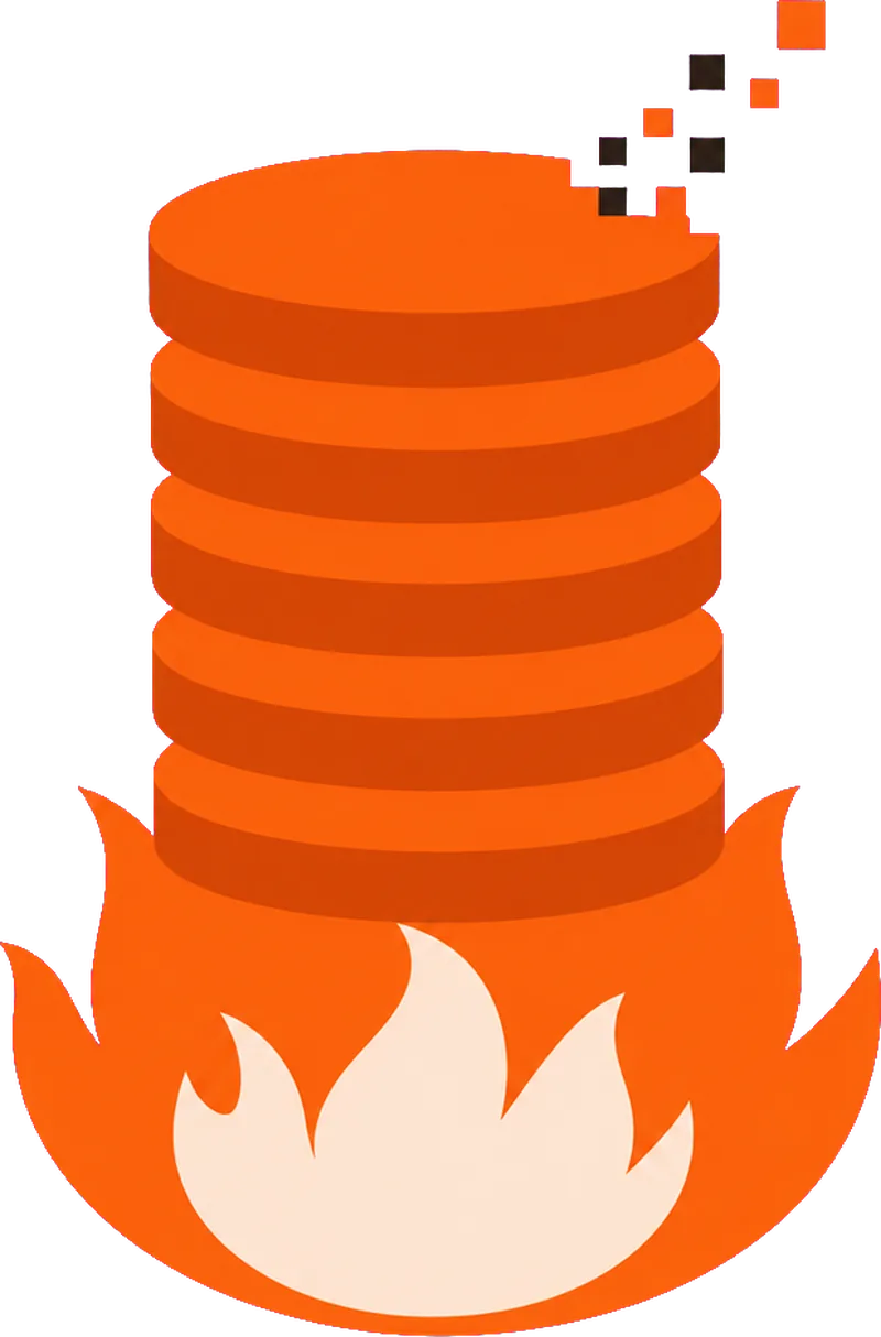 A stack of coins on fire